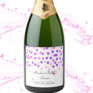 Roze ballon gepersonaliseerd Baby shower Sparkling Wijnetiket