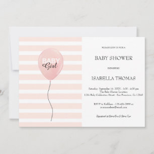 Roze ballon Girl Pink Stripes Baby shower Kaart