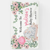 Roze ballon groen olifant welkom achtergrond spandoek (Verticaal)