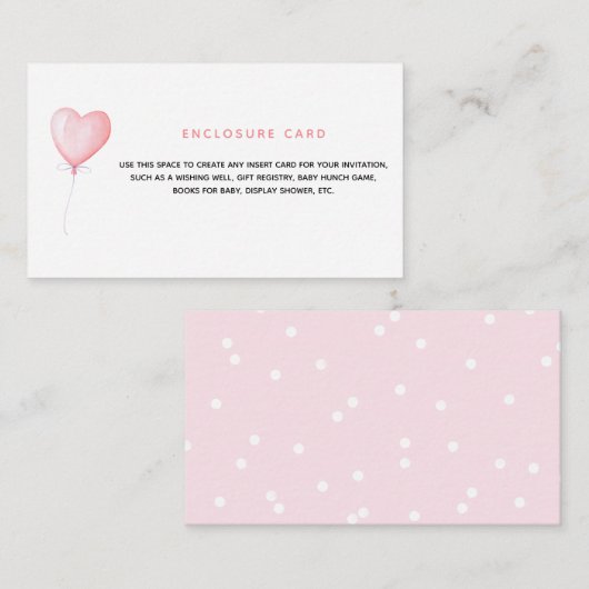 Roze Ballon Hart Behuizing Kaart (Voorkant / Achterkant)