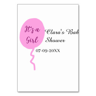 Roze ballon het is een meisje baby shower naam dat kaart