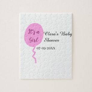Roze ballon het is een meisje baby shower naam dat legpuzzel