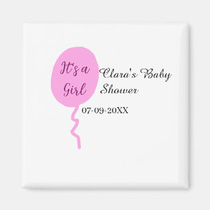 Roze ballon het is een meisje baby shower naam dat magneet