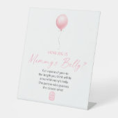 Roze ballon Hoe groot is mama's buik Reclamebord Met Voetstuk (Voorkant)