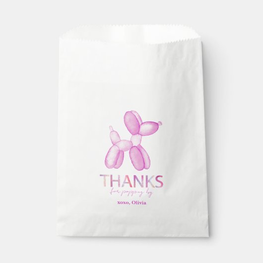 Roze Ballon Hond Verjaardag Favoriet Tas Bedankzakje (Voorkant)