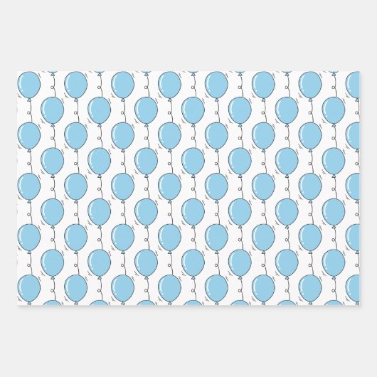 Roze ballon jongens verjaardag inpakpapier vel (Voorkant 2)