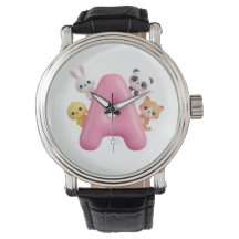 Roze ballon letter A bosdieren eWatch-band