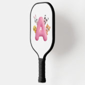 Roze ballon letter A bosdieren Pickleball Paddle (Links)