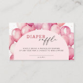 Roze Ballon Luier Raffle Meisje Baby shower Informatiekaartje (Voorkant)