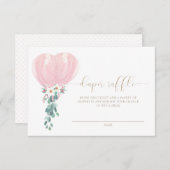 Roze Ballon Luier Raffle Ticket Kaart (Voorkant / Achterkant)