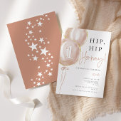 Roze ballon meisje eerste verjaardag kaart