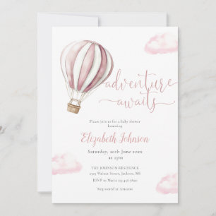Roze ballon meisje QR-code foto baby shower Kaart