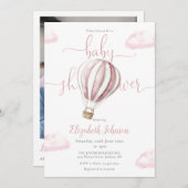 Roze Ballon Meisje QR Code Foto Baby shower Kaart (Voorkant / Achterkant)