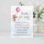 Roze Ballon Meisje Teddy Bear Boeken voor Baby Informatiekaartje (Staand voorkant)