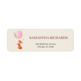 Roze ballon met schattig etiket op fox-groen