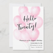 Roze ballon minimalistische verjaardag kaart (Voorkant)