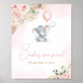Roze Ballon Olifant Baby shower Baby's zijn zoet Poster (Voorkant)