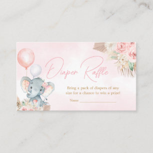 Roze Ballon Olifant Baby shower Luier Raffle Informatiekaartje