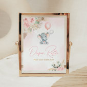Roze Ballon Olifant Baby shower Luier Raffle Poster