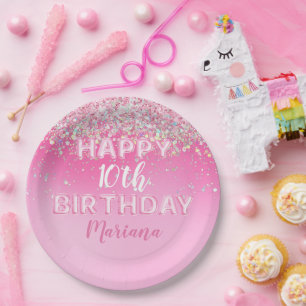 Roze ballon Ombre verjaardagsfeestje Papieren Bordje