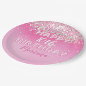 Roze ballon ombre verjaardagsfeestje papieren bordje (Gekanteld)