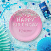 Roze ballon ombre verjaardagsfeestje papieren bordje (Feest)