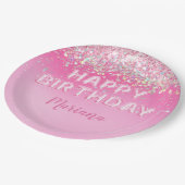 Roze ballon ombre verjaardagsfeestje papieren bordje (Gekanteld)