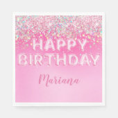 Roze ballon ombre verjaardagsfeestje servet (Voorkant)