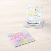 Roze Ballon Regenboog Verjaardagsfeest Kartonnen Onderzetters (Insitu)