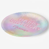 Roze Ballon Regenboog Verjaardagsfeest Papieren Bordje (Gekanteld)