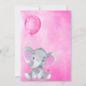roze ballon schattige olifant baby shower kaart (Achterkant)