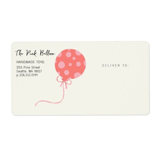 Roze ballon Small Business Label (Voorkant)