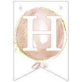 Roze Ballon & sterren 1e Happy Birthday Banner (Tweede vlag)