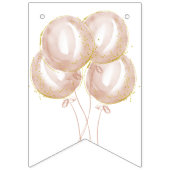 Roze Ballon & sterren 1e Happy Birthday Banner (Eerste vlag)