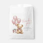 Roze ballon Teddy Bear Baby shower Bedankzakje (Voorkant)