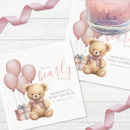 Roze ballon Teddy Bear Baby shower Servet