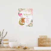 Roze ballon Teddy Bear Baby shower Welkomstteken Poster (Keuken)