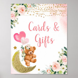 Roze ballon Teddy Bear Cards en Gifts Poster