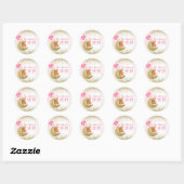 Roze ballon Teddy Bear Classic Round Sticker (Vel)