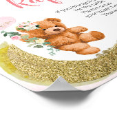 Roze ballon Teddy Bear Diaper Raffle Sign Poster (Hoek)