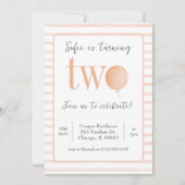 Roze ballon tweede verjaardag uitnodiging (Voorkant)