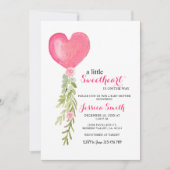 Roze Ballon Valentijn Baby shower uitnodigen voor  Kaart (Voorkant)