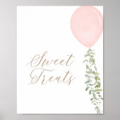 Roze Ballon Verjaardag Sweet Treats Teken Poster (Voorkant)