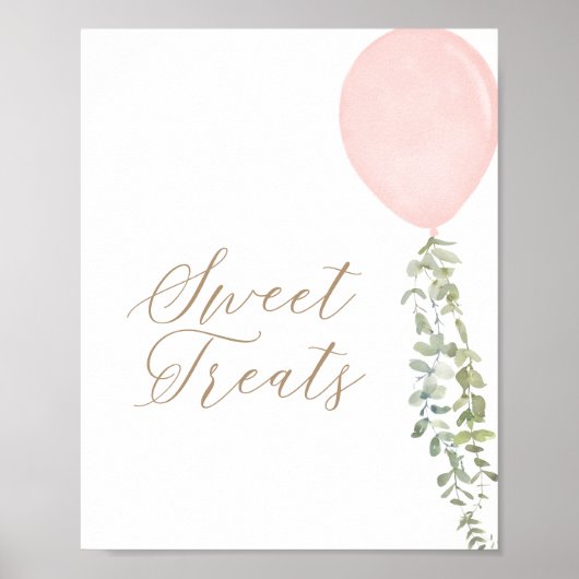 Roze Ballon Verjaardag Sweet Treats Teken Poster (Voorkant)