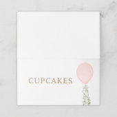 Roze Ballon Verjaardag Voedsel Labels Plaatskaartje (Buitenkant ongevouwen)