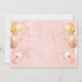 Roze ballon verjaardagsfeest bedankkaart (Achterkant)