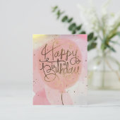 roze ballon verjaardagskaart (Staand voorkant)