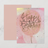 roze ballon verjaardagskaart (Voorkant / Achterkant)