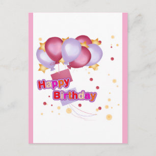 Roze ballon verjaardagskaart voor meisjes – Schatt Briefkaart