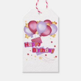 Roze ballon verjaardagskaart voor meisjes – Schatt Cadeaulabel